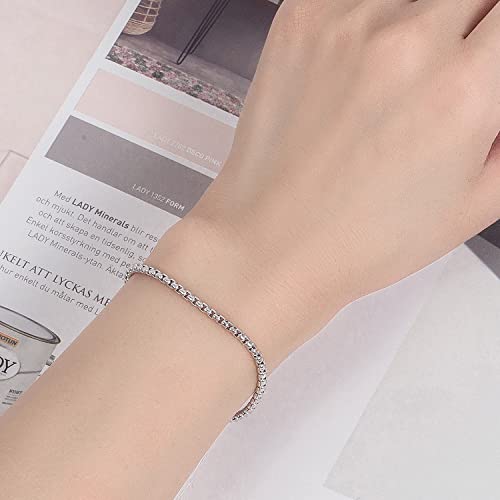 925 Sterling Silver Bracelet Men Women 3MM Square Rolo Link Round Box Chain 6.3" 6.7" 7" 7.5" 8" 8.5" 9" Bangle Unisex Jewelry Gift2