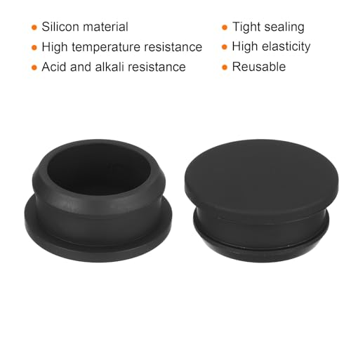 Image of MECCANIXITY Silicone Snap in Locking Hole Plugs,Rubber Panel Seal Cover Flush Type Panel Round for Kitchen Rubber Bulkheads Waterproof Sealing Plugs 29mm /1.14 Inch Diameter Black,Pack of 4