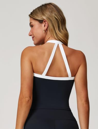 Image of QBGJTD Womens Longline Sports Bras Cross Back Active Gym Yoga Padded Workout Crop Tank Top with Built in Bra