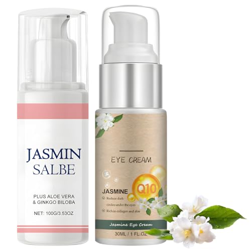 2 Stücke Jasmin Augencreme Jasmin Duft Augencreme Sanfte Pflege für Empfindliche Augenpartie Effektiv Verbessert Dunkle Ringe Lidptose Augenringe und Schwellung (100g 30g)