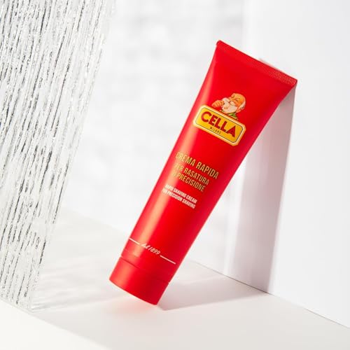 Image of CELLA MILANO, Brushless Fast Shaving Cream for Precision Shaving, Transparent, Delivers for a Smooth Shave, Great for Prrecision Edging of Beards, Sideburns and Moustaches, 5.2 oz, Made in Italy