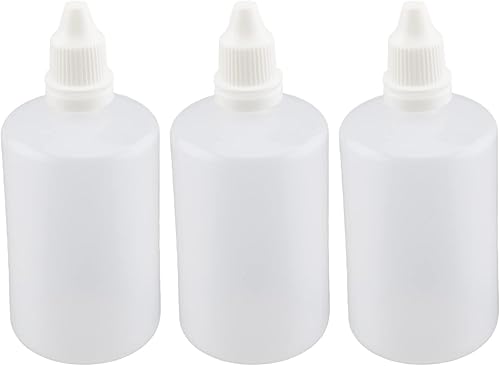 Othmro Botellas cuentagotas de plástico de ojo de laboratorio de polietileno de 3.3 onzas, 3 piezas, 3.4 fl oz de gotero líquido exprimible para