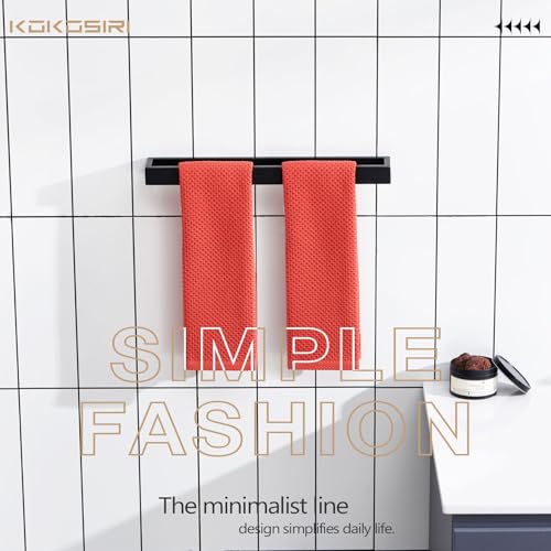 Image of KOKOSIRI Towel Bar Matte Black Bath Towel Holder 16-Inch Kitchen Rack Stainless Steel for Bathroom Hardware Wall Mounted, 1 Pack B4008BK-L16