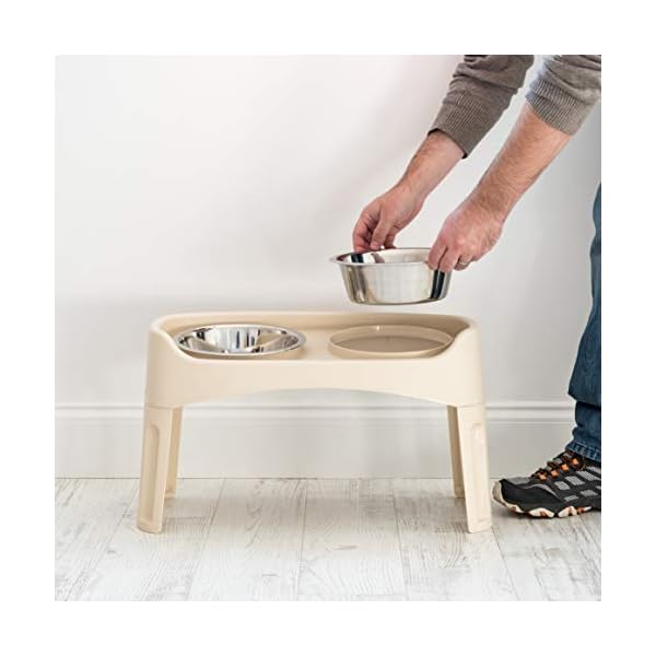 IRIS-USA-Elevated-Dog-Bowls-Dog-Food-Bowls-Elevated-for-Large-Dogs-Dog-Raised-Bowls-with-2-Stainless-Steel-Bowls-2-Quart-12-Height-Almond IRIS USA Elevated Dog Bowls
