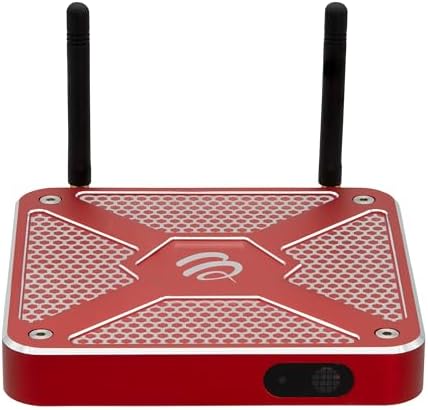 BuzzTV X5 SS Android 13 TV Box, 4GB DDR4 RAM, 128GB Storage, Scarlet Red Aluminum, Voice-Controlled Remote, Wireless AX, USB-C, Global Power Adapters