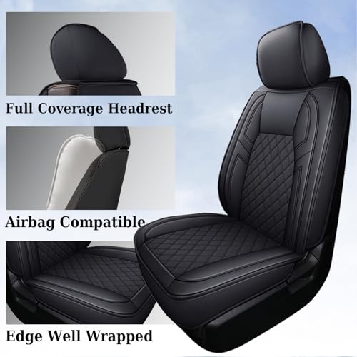 Image of Coverado Toyota Tundra Seat Covers, Leather Seat Covers Compatible with 2007-2021 Toyota Tundra Crew /Crewmax /Extended /Double Cab Automotive Seat Covers for Car Trucks (Front, Blue)