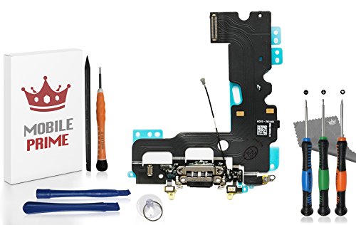 MobilePrime Black Charging Port Replacement Kit Compatible for iPhone 7 (A1660, A1778, A1779) Including Pro-Series Repair Tools