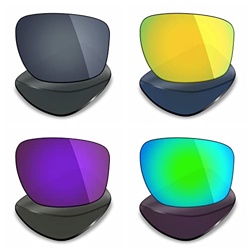 Mryok 4 Pair Polarized Replacement Lenses for Oakley Sliver Sunglass - Black IR/24K Gold/Plasma Purple/Emerald Green