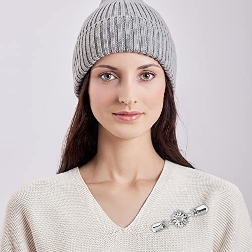 Generic 3Pcs Vintage Sunflower Cardigan Clips Iron Sweater Shawl Clips Metal Floral Collar Clips Shawl Clips Brooch Clip For Women Girls Silver #TOP3