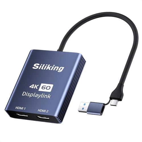 Siliking Dual 4K HDMI Adapter, Supports DisplayLink USB-C Hub