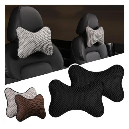 Cojín de asiento de coche y reposacabezas de soporte para cuello transpirable negro (2 piezas) 4