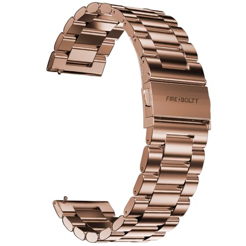 Image of Fire-Boltt 22mm Rose Gold Chain Replacement Strap for Smartwatch | Premium Stainless Steel Bracelet Style Watch Band | Durable Stylish Wrist Strap Compatible Smart Watches