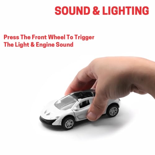 Image of ADITI TOYS Die Cast Car for Kids Alloy Metal Pull Back Car Toy Car Toy Vehicle with Openable Doors & LED Lights Car for Kids Collectible Toy Vehicle Gift for Kids Boys Girls BIS Approved (White)