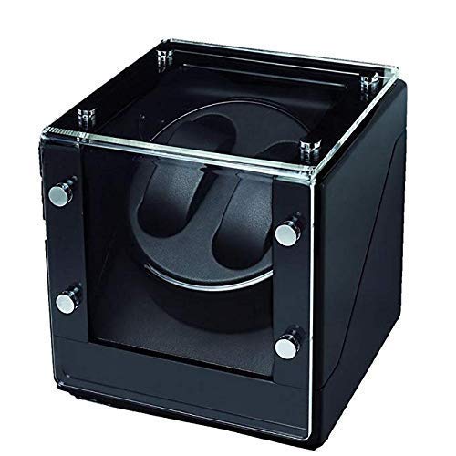 Almacenamiento de relojes automático Mira Winder: estuche expositor negro con motor 4