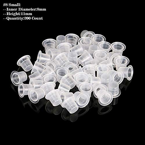 Akoak 200 Pcs Disposable Plastic Tattoo Ink Caps Cups For Tattoo Ink Tattoo Supplies（Sizes #8 Small） #TOP1