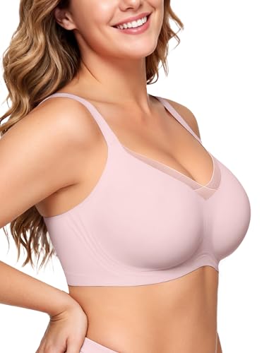 Image of OEAK Women Wireless Jelly Bra Supportive Full Coverage Plus Bras | Comfortable Bralette,No Underwire,Tshirt,Support&Lift,Push Up,Crossover,V Mesh,Everyday,Breathable,Convertible Straps