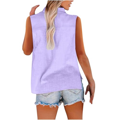 Camisas de algodón y lino premium con botones blusa sofisticada holgada L 3