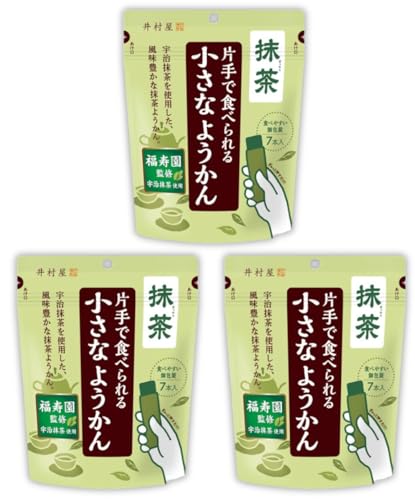 井村屋 片手で食べられる小さなようかん 抹茶 ミニ スティック 羊羹 詰め合わせ 個包装 羊かん ようかん 業務用 小豆 煮小豆 芋ようかん GOS (C 抹茶 3袋)