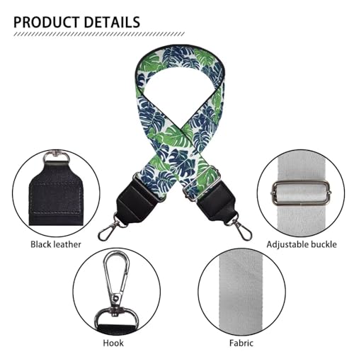 Image of GLENLCWE Monstera Leaf Wide Purse Strap for Women Green Leaves Replacement Belt Adjustable Shoulder Strap for Crossbody /Handbag /Canvas