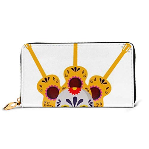 Preisvergleich Produktbild JHGFG Mode Handtasche Reißverschluss Brieftasche Mexikanische Zuckerschädel Design Telefon Kupplung Geldbörse Abendkupplung Blockieren Leder Brieftasche Multi Card Organizer