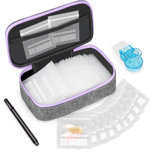 Image of Pill Bags for Travel 120 Pcs, Clear Pill Pouches with Storage Organizer Case, Marker and Pill Remover - Resealable Pill Pockets for Daily and Travel Medication Management