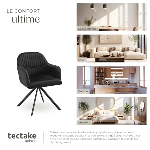 Chaise pivotante en velours rembourrée - vue 7