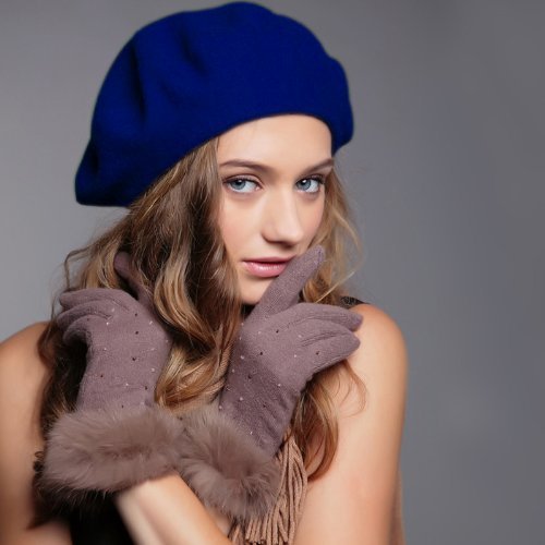 Fashion Women Felt French Beret Beanie Hat Cap Tam Hot (dark blue01)