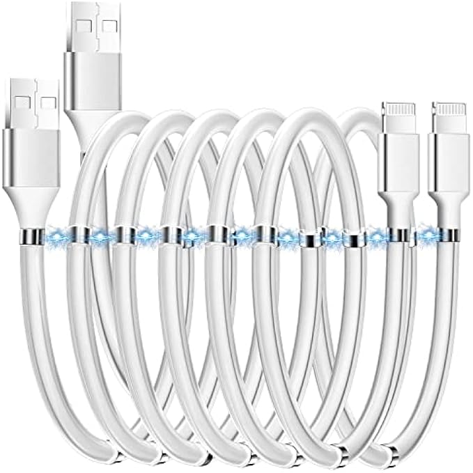 Magnetic Charging Cable,(3FT) Super Organized Charging Magnetic Absorption Nano Data Cable for Phone 14 pro max/13/12/11/XS/XS Max/XR/X/8/8 Plus/7/7 Plus/6s/6s Plus/6/6 Plus/SE/5s/5c/5/Pad/Pod-2 Pack