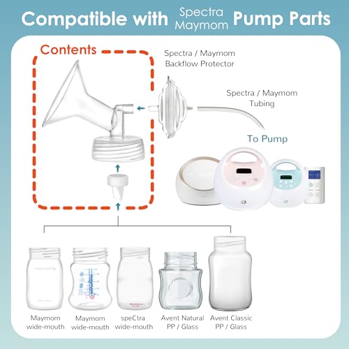 Image of Maymom 23 mm Flange and Duckbill Valve Compatible with Spectra S1 S2 9 Plus Not Original Pump Parts Replace Spectra S2 Pump Parts Flange Duckbill Valve