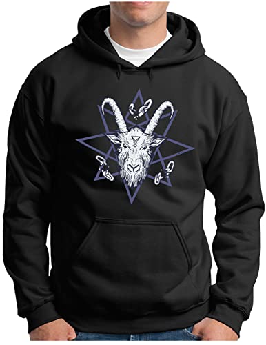 Sweat à capuche Baphomet Goat pull noir homme pentagramme satanisme chèvre athée XXXL
