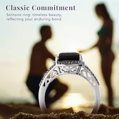 Birthstone Rings for Women Sterling Silver 925 with Platinum Plated - Daughters Mothers Engagement Promise Rings for Her - Gemstone Jewelry Birthday Gifts for Women3