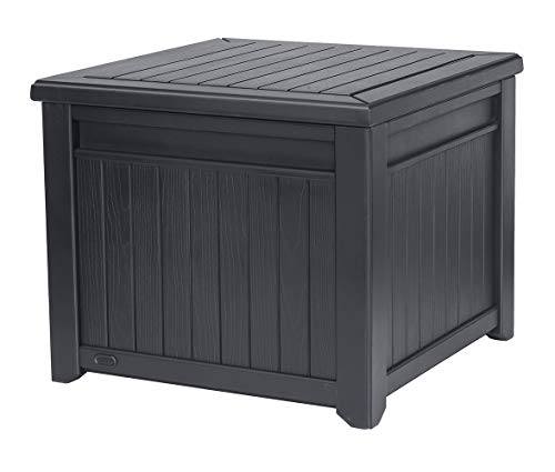 Keter 55 Gallon Resin Outdoor Box Table in One with Patio Furniture Cushion Storage, Grey