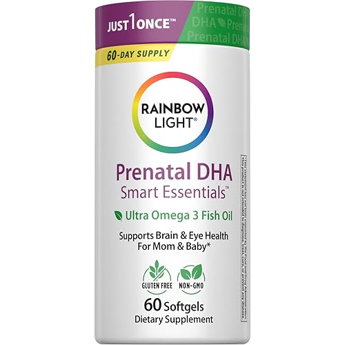 Image of Rainbow Light Prenatal DHA Vitamins for Women | 60 Softgels | Omega 3 Fish Oil (DHA & EPA) | Supports Mom & Baby’s Health from Conception to Nursing
