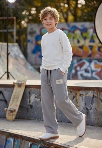 Image of Lymio Junior's Pants for Boys | Relaxed Fit Casual Baggy Corduroy Trousers | Boys Wide Leg Streetwear (SSK-08-10)