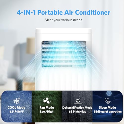 Electactic 10000 BTUs Portable Air Conditioners with cooling/dehumidification/fan/sleep mode,4-IN-1 Portable AC with 24H Timer & Remote Control & Window Kit - Image 4