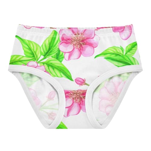 Pink Cherry Blossom Flower Green Toddler Underwear Custom 2t Cotton Little Girl Panties Fun Underpants Briefs - Main Image