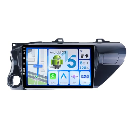 MISONDA Android 15 Autoradio para Toyota Hilux 2015-2020 - Cámara y micrófono Gratis - [6G+128G] - 9 Pulgadas IPS 2 DIN - Soporte Dab+ Control del Volante 4G WiFi BT Carplay Android Auto DSP