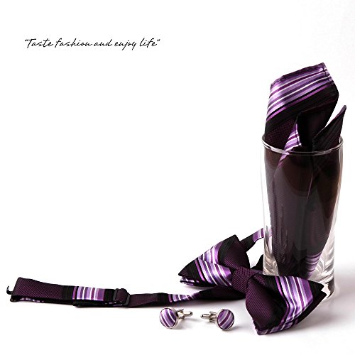 Epoint Silk Men'S Bowtie Pre-Tied Bow Ties 25.6"-Neck-Size Clip-On Adjustable Purple Blue3