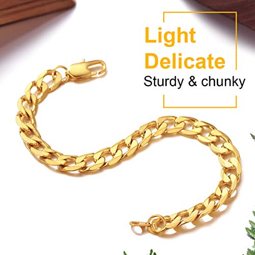 Chainspro CPH16013K-8-21-AM Gold Bracelet For Men Wrist Chain 8Mm 8.3Inch Golden Cuban Link Bracelets thumb #5