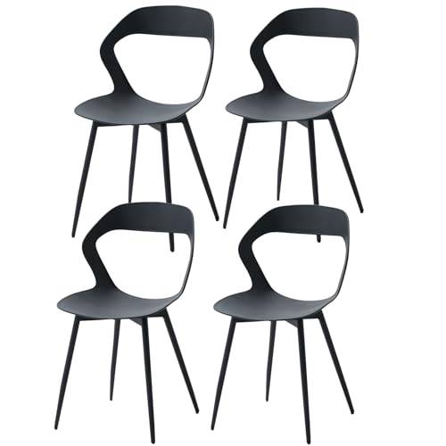 Uderkiny Juego de 4 sillas de Comedor, Sillas de Cocina, Respaldo Hueco,Patas de Hierro Negro Resistentes y duraderas(Negro, 4)