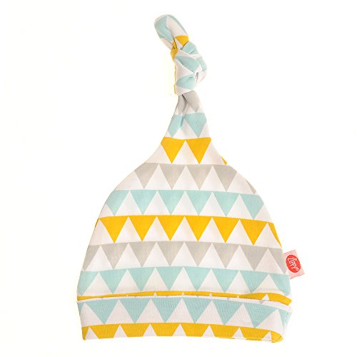 Zippy bonnet bébé - bonnet knott knot hat nouveau-nés garçons filles couleur unisexe choix 100% coton 0-6 mois (or, argent et teal geo triangles)