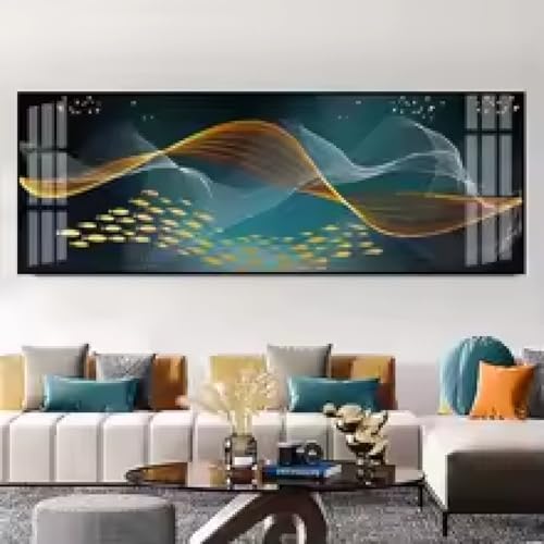 Affiche abstraite de poisson rouge TONGYINLI grande toile salon 65x195cm sans cadre