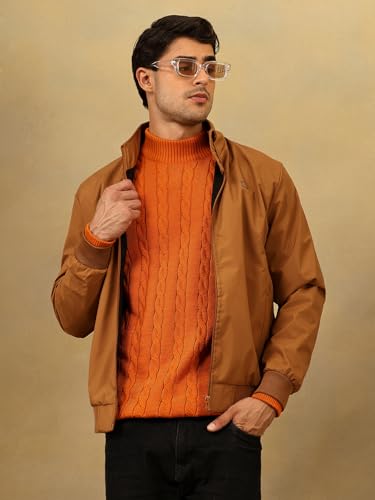 Image of Kvetoo Men's High Neck Cable Knit Sweater | Winter Pullover | Warm Wool Blend |Casual Full Sleeve Sweater for Men | Stylish Ribbed Neck Slim Fit Winterwear