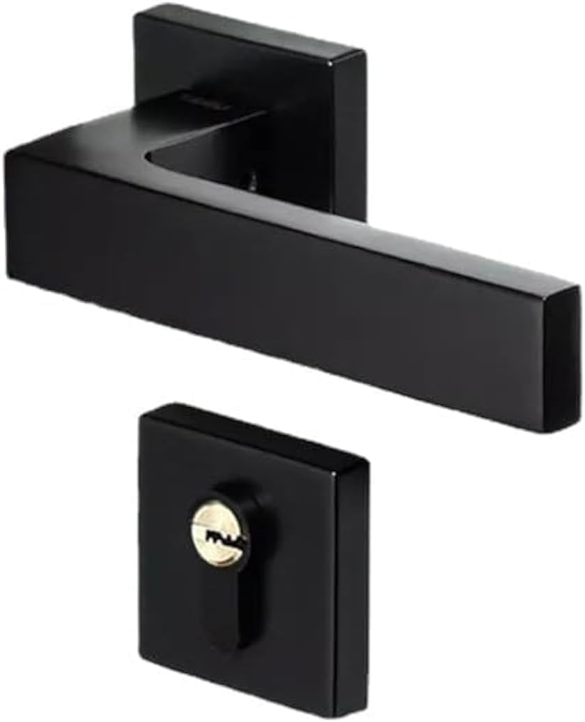 Square Interior Door Handle Sets for 35-50mm with Lock Accessories, Black
