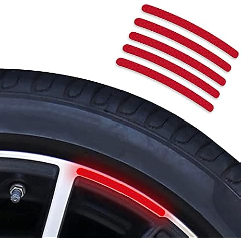 JT Jupetory Reflective car Wheel Decorative Stripe Stickers of 20 Pieces, Universal Anti-Scratch Reflective Rim Stickers Red Cover