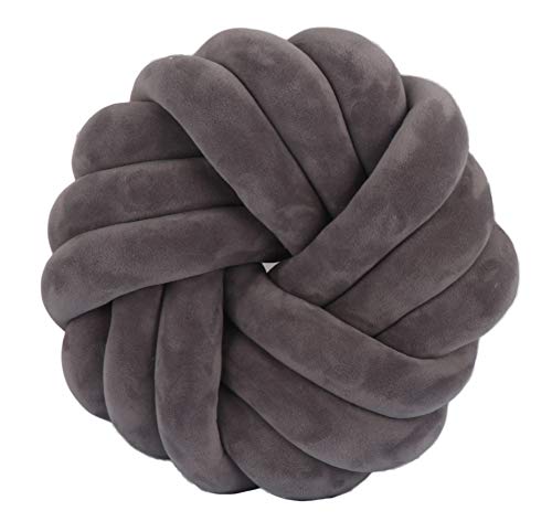 Cyprinus Carpio Creative Wrinkle Free Knot Ball Rose Flower Cushion Sofa Lumbar Pillow Household Throw Pillow Decoration(Dark Grey-C)