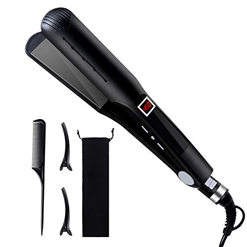 Hair Straightener - Flat Iron for Hair, Professional Black Hair Straightener Adjustable Temperatures & Digital LCD Display, Ceramic Flat Iron for Hair Styling with Fast Heating