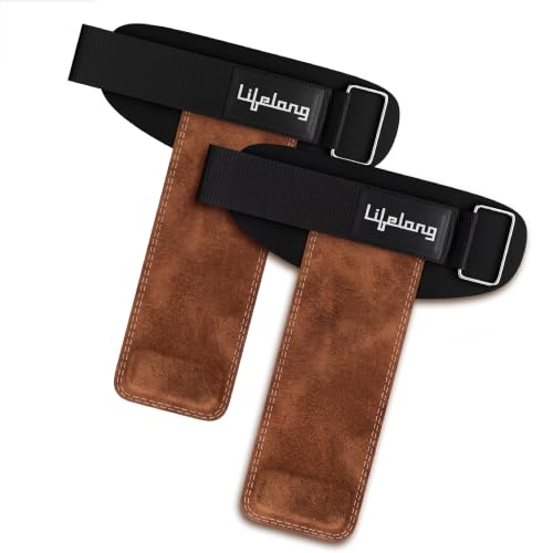 Image of Lifelong Leather Weight Lifting Straps with Wrist Support | Grip Straps for Weight Lifting | Wrist Band for Workout | Fitness Accessories for Men & Women | Home Workout Equipment