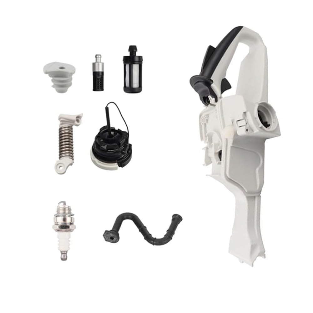 Juego de 8 depósitos de combustible con mango para motosierras Stihl MS261 MS271 MS291, repuesto 11417911000 11417911030, incluye filtro de aceite, bujía y montaje de tanque