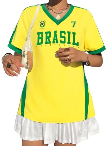 Women’s Argentina Brazil Soccer Jersey V-Neck Tee